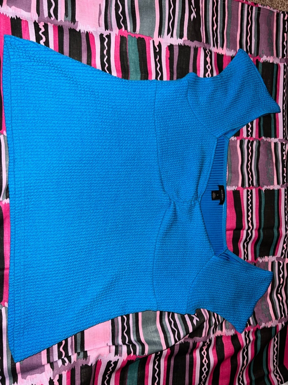 Halogen Bright Blue Knit One-Shoulder Crop Top